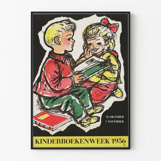 Kinderboekenweek 1956 Poster - Vintage children's reading poster
