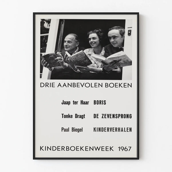 Vintage poster for wall decoration Kinderboekenweek 1967 - Three recommended books