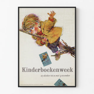 Kinderboekenweek Poster Illustration Child on Broomstick