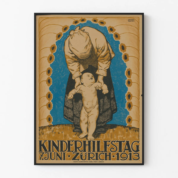 Vintage wall decoration poster for Zurich Kinderhilfstag 1913