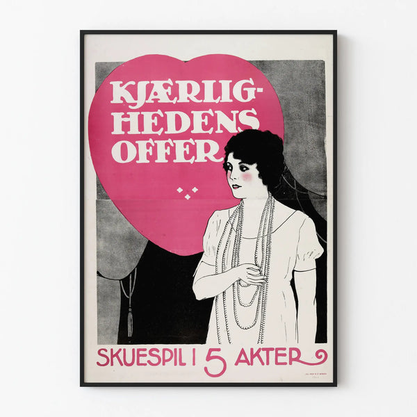 Vintage Poster Kjaerlighedens Offer - Retro Wall Decoration