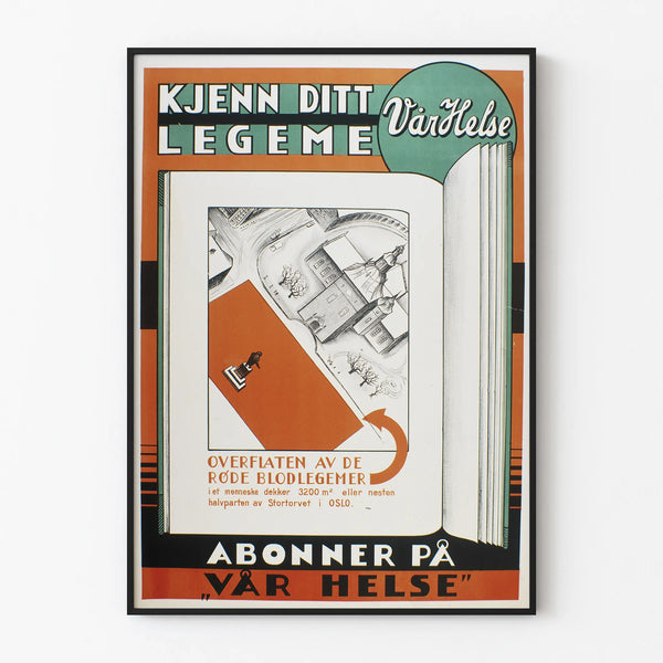 Vintage Norwegian Poster on Health and the Human Body