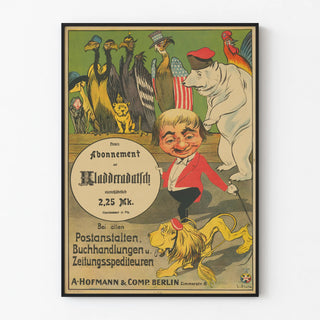 Vintage poster Kladderadatsch subscription with caricatured animals