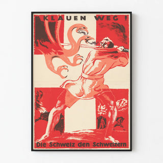 Swiss Protection Propaganda Poster 'Claw Away! Switzerland for the Swiss'