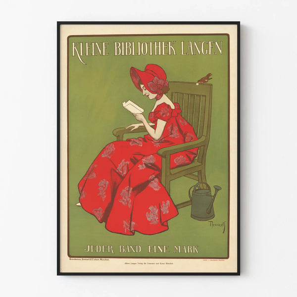 Vintage poster Kleine Bibliothek Langen - Wall decoration for reading