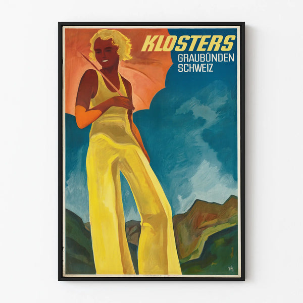 Vintage Klosters Switzerland Poster - Retro Wall Decoration Graubünden