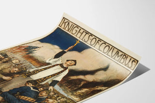 Vintage Knights of Columbus Poster with Soldiers in Prayer