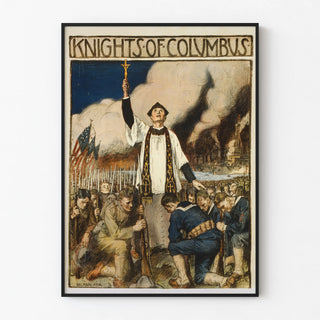 Vintage Knights of Columbus Poster with Soldiers in Prayer