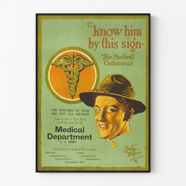 Vintage Recruitment Poster for the Medical Department of the U.S. Army