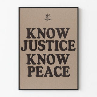 Wall decoration poster Know Justice Know Peace in vintage typography