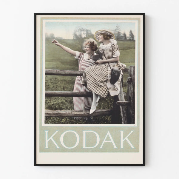 Vintage Kodak decorative poster with young women and camera