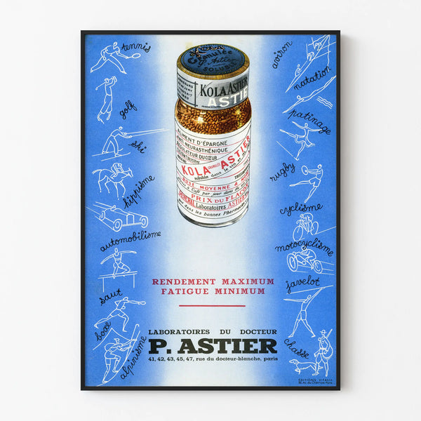 Vintage poster Kola Astier - Sports and energy wall decoration