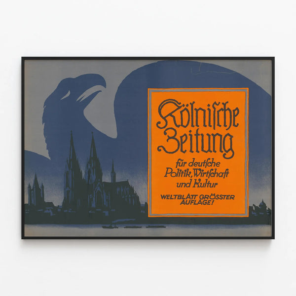 Vintage poster of KölniSChe Zeitung for original wall decoration — framed artwork on a wall