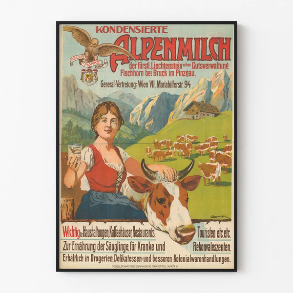 Vintage Lactée Poster Kondensierte Alpenmilch Mountain Decor