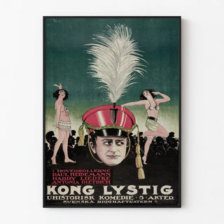 Vintage poster for Kong Lystig, a historical comedy in 5 acts