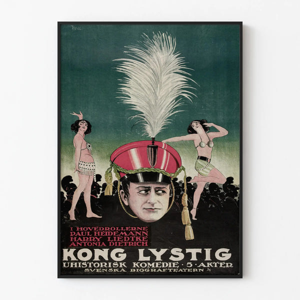 Vintage poster for Kong Lystig, a historical comedy in 5 acts