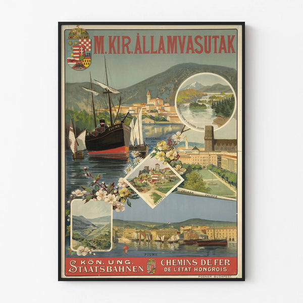 Vintage Poster of Hungarian Railways - Travel Wall Decor in Croatia