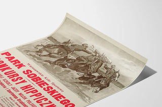 Vintage poster of the equestrian competition at Park Sobieskiego - Polish cavalry school
