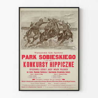 Vintage poster of the equestrian competition at Park Sobieskiego - Polish cavalry school