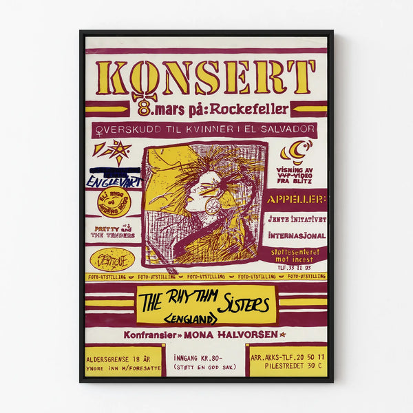 Vintage concert poster for March 8 at Rockefeller – Support for women of El Salvador