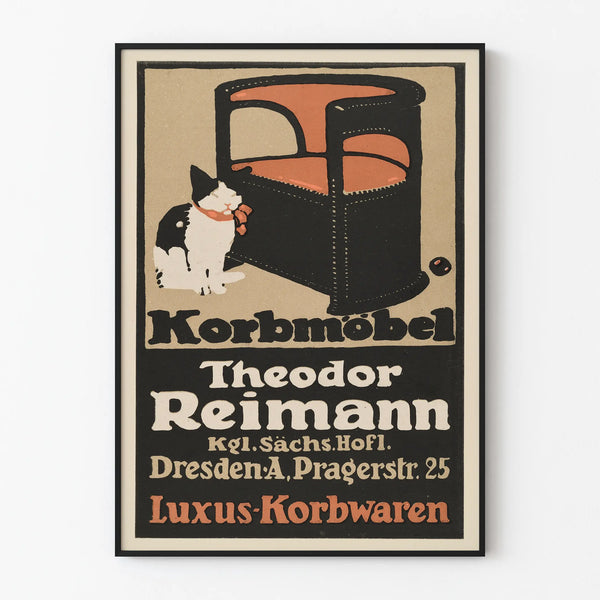 Vintage poster of Korbmöbel Theodor Reimann Dresden - Retro wall decoration