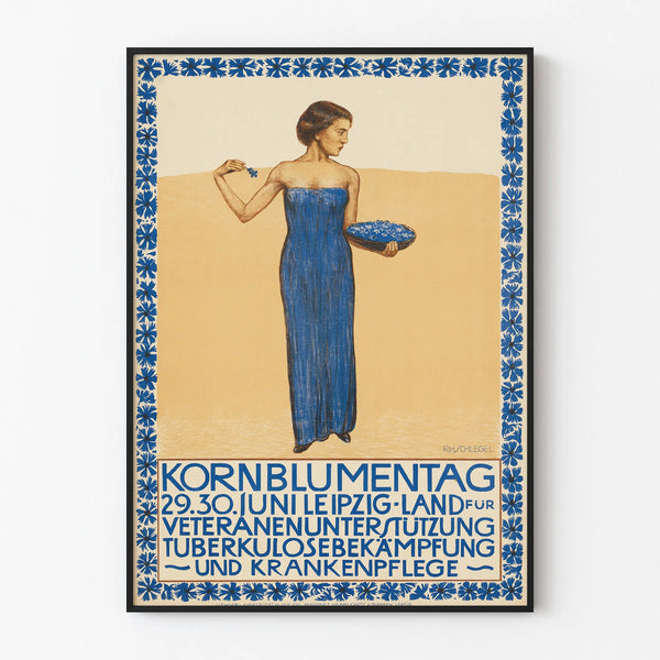 Vintage Kornblumentag Poster Leipzig Edition - Elegant Floral Wall Decoration