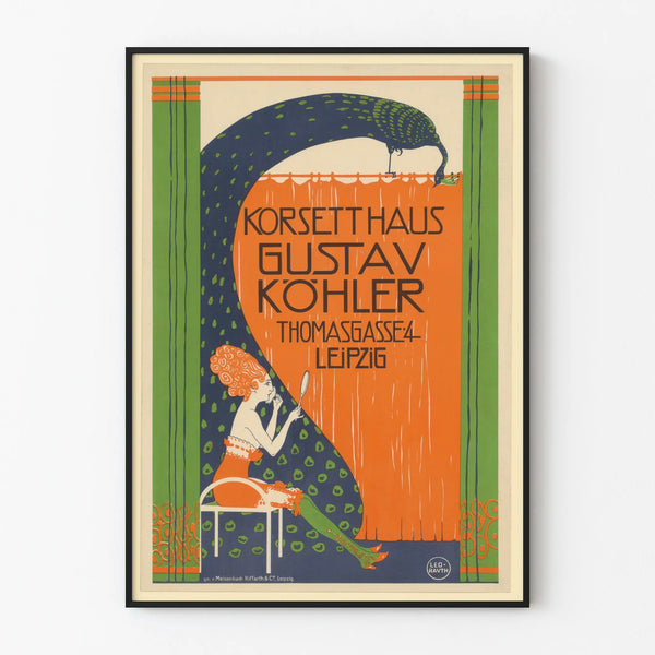 Vintage poster wall decoration Korsetthaus Gustav Köhler Leipzig