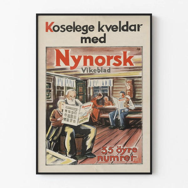 Vintage Norwegian Nynorsk Poster Vikeblad