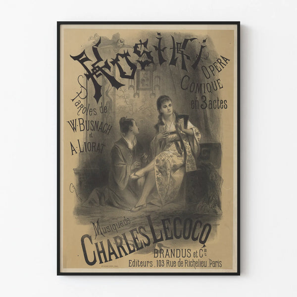 Vintage poster of comic opera Kosiki by Charles Lecocq