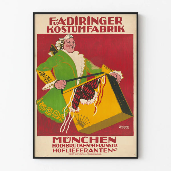 Vintage costume poster, antique Munich wall decoration