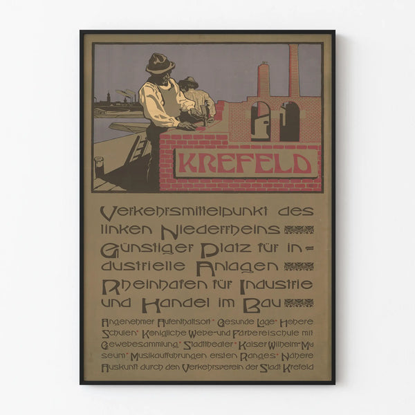 Vintage poster Krefeld – Industrial and urban wall decoration