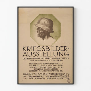 Vintage exhibition poster of war paintings by Eduard Adrian Dussek