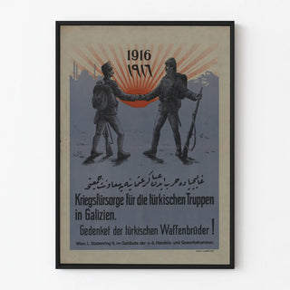 Historical Poster of the First World War - Turkish and Austro-Hungarian Soldiers Hand in Hand