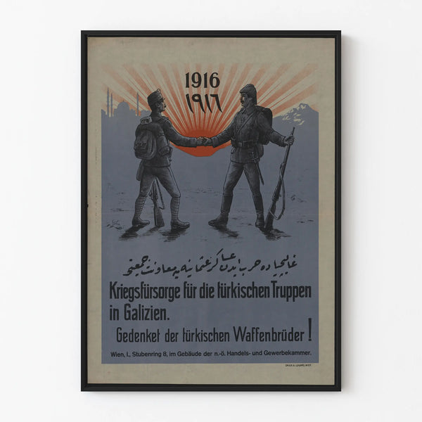 Historical Poster of the First World War - Turkish and Austro-Hungarian Soldiers Hand in Hand