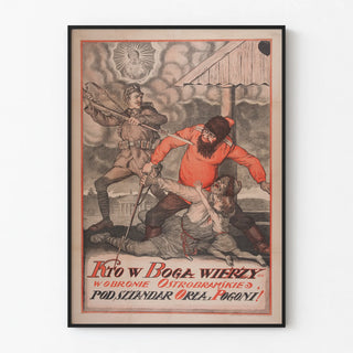 Historical Polish military propaganda poster in religious defense