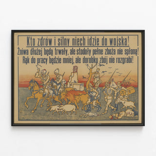 Vintage Polish Military Propaganda Poster — framed artwork on a wall