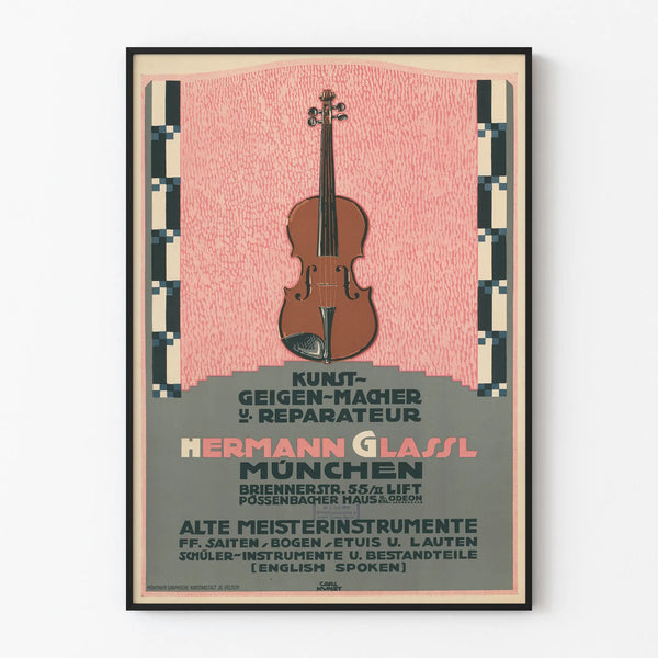 Vintage artisan luthier Hermann Glassl Munich poster
