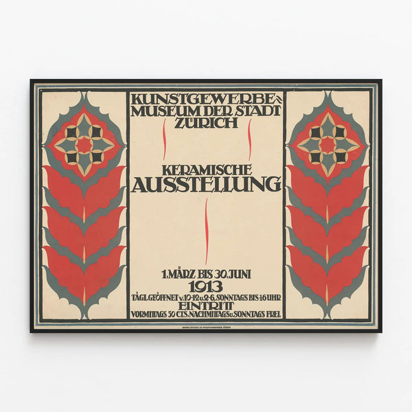 Vintage ceramic exhibition poster Zurich 1913 wall decoration — framed artwork on a wall