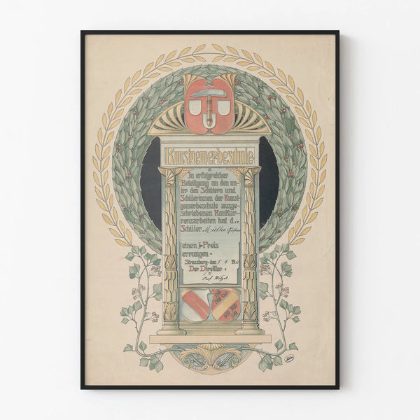 Decorative poster Kunstgewerbeschule in Art Nouveau style