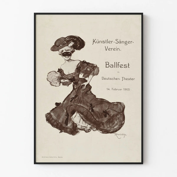 Ballfest 1905 Poster - Vintage Theater Wall Decoration from Germany
