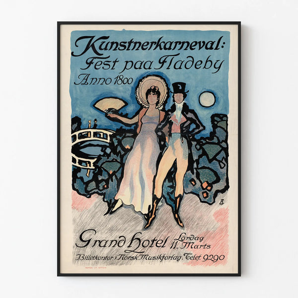 Vintage wall decoration poster Kunstnerkarneval Fest at Fladeby 1800