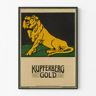 Vintage Kupferberg Gold poster with a golden lion