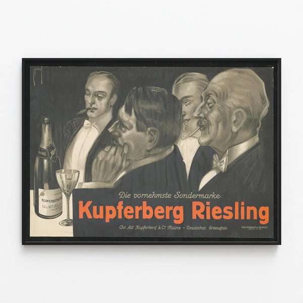 Vintage Kupferberg Riesling Poster - Retro Wall Decoration — framed artwork on a wall