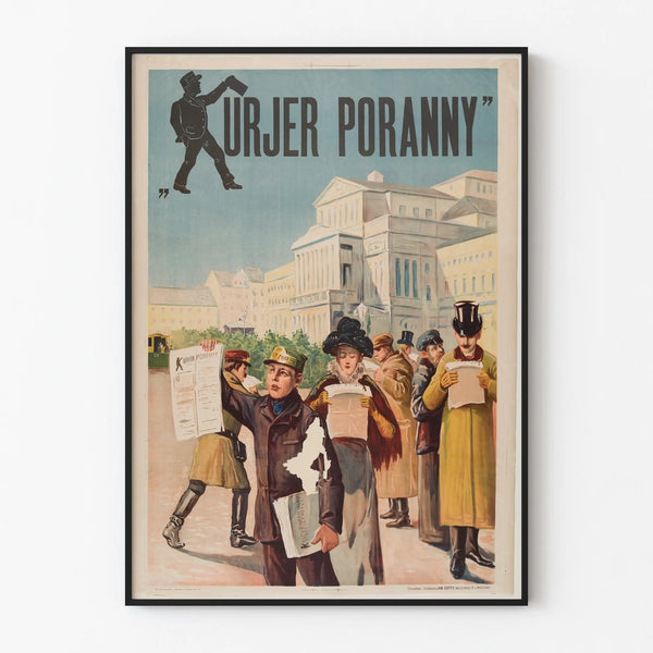 Vintage poster Kurjer Poranny - Illustrated wall decoration of the Polish newspaper