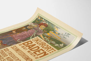 Art Nouveau Vintage Poster of Kurort Baden near Vienna