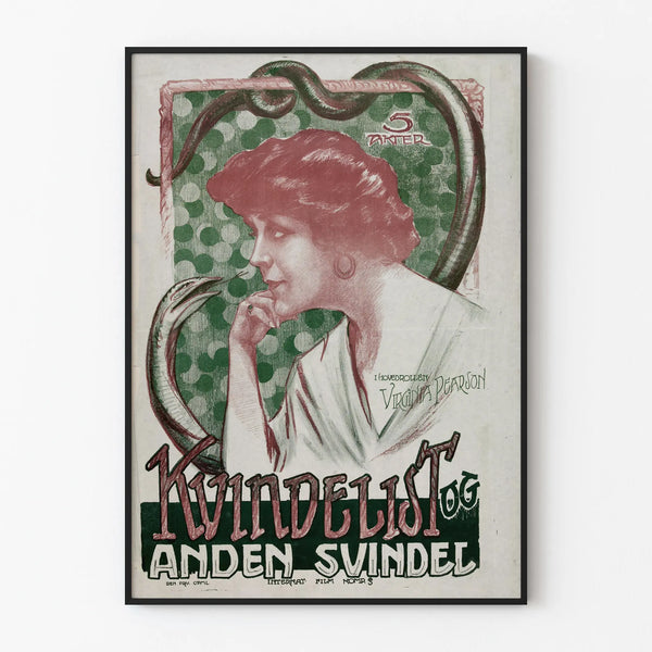 Vintage Poster of Kvindelist and Other Deception Feminine Portrait