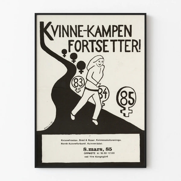 Vintage feminist poster Kvinne-Kampen Fortsetter 1983-1985