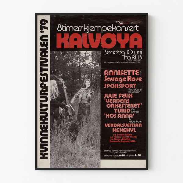 Vintage Poster of the Kalvøya Concert 1979 - Wall Decoration for Cultural Festival Celebrating Women