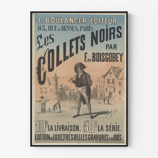Vintage poster Les Collets Noirs by F. du Boisgobey - Retro wall decoration