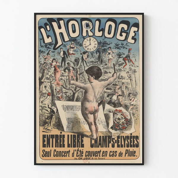 Vintage poster L'Horloge Champs-Élysées - Retro wall decoration